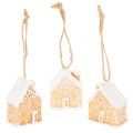 Floristik24 Casinha de Gengibre de Cerâmica para Pendurar, Decoração de Inverno Natalina, 6cm, 3 peças