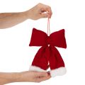 Laço decorativo de flanela com acabamento em pelúcia para pendurar, 25 cm | Floristik24.pt