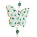 Floristik24 Decoração suspensa coração flor borboleta branca, verde madeira decoração de primavera 6 unidades