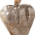 Floristik24 Decoração suspensa de corações de metal decoração corações prata 11 cm 3 unidades