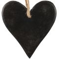 Floristik24 Decoração suspensa coração de ardósia corações decorativos preto 10,5 cm 4 unidades