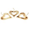 Floristik24 Corações decorativos de madeira para pendurar coração queimado em coração 20 cm 3 unidades