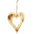 Floristik24 Corações decorativos de madeira para pendurar coração queimado em coração 20 cm 3 unidades