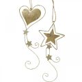 Floristik24 Pingente de decoração de natal estrela de coração dourado de natal 4 peças