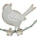 Floristik24 Coroa com pássaro, decoração em metal para pendurar, primavera branco / verde Ø14,5cm conjunto de 2
