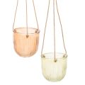 Floristik24 Vaso de vidro para pendurar, vaso de vidro decorativo, estilo retrô, verde/marrom, 14,5 cm, 2 peças