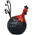 Floristik24 Galo Decoração de Páscoa decoração de metal frango preto vermelho Alt.13,5cm
