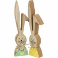 Floristik24 Decoração de coelho feliz, primavera, casal de coelhinhos da páscoa, decoração de madeira para colocar H19cm 6pcs