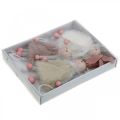 Floristik24 Coelhinhos, enfeites de páscoa, pingentes de primavera, coelhinhos da páscoa para pendurar bege, rosa, branco H12.5cm 3pcs