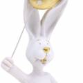 Floristik24 Coelhinho da Páscoa com balão em pé de ouro branco H18cm 2pcs