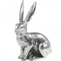 Floristik24 Coelhinho da páscoa sentado figura de coelhinho de prata decoração de mesa páscoa 16,5 cm