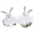 Floristik24 Coelhinho da Páscoa no ninho, decoração de primavera, decoração de coelho, decoração de Páscoa, figura de coelho branco 4pcs
