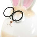 Floristik24 Coelhinhos de páscoa de cerâmica com óculos, par de coelhinhos de decoração de páscoa H19cm 2pcs