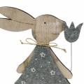 Floristik24 Deco figura coelho de madeira feltro 30/31,5 cm 2 peças