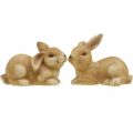 Floristik24 Coelhinho da páscoa deitado par de coelho de cerâmica marrom figura decorativa 15,5 cm 2 peças