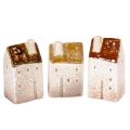 Floristik24 Conjunto de miniaturas de casas decorativas em cerâmica, para decoração de mesa, 9 cm, 3 peças.