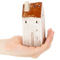 Casinha decorativa de cerâmica com chaminé, para vela pequena, outono e inverno, 13 cm, 2 peças. | Floristik24.pt