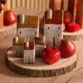 Casinha decorativa de cerâmica com chaminé, para vela pequena, outono e inverno, 13 cm, 2 peças. | Floristik24.pt