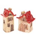 Floristik24 Conjunto de decoração de casinhas de cerâmica, casinhas pequenas com telhado vermelho, 8 cm, 2 peças.