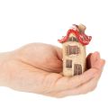 Conjunto de decoração de casinhas de cerâmica, casinhas pequenas com telhado vermelho, 8 cm, 2 peças. | Floristik24.pt