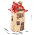 Conjunto de decoração de casinhas de cerâmica, casinhas pequenas com telhado vermelho, 8 cm, 2 peças. | Floristik24.pt