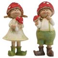 Floristik24 Outono figuras decorativas para crianças menino e menina cogumelo crianças 2pcs