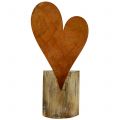 Floristik24 Ferrugem coração em base de madeira 40cm x 20cm