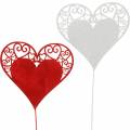 Floristik24 Coração em palito, plugue decorativo de coração, decoração de casamento, Dia dos Namorados, decoração de coração 16 peças