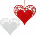 Floristik24 Coração para pendurar, decoração de casamento, pingente de coração, decoração de coração, dia dos namorados 12pcs