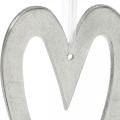 Floristik24 Coração decorativo para pendurar decoração de casamento de alumínio prateado 22 × 12cm