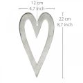 Floristik24 Coração decorativo para pendurar decoração de casamento de alumínio prateado 22 × 12cm
