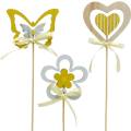 Floristik24 Plugue decorativo, flor e coração de borboleta, decoração de primavera, plugue de flores, Dia dos Namorados 9 unidades