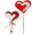 Floristik24 Coração em bastão, plugue decorativo de coração vermelho e branco, Dia dos Namorados, 16 peças