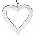 Floristik24 Coração para pendurar, decoração de metal, Natal, decoração de casamento prata 11 × 11cm