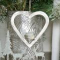 Floristik24 Porta-velas no coração, decoração de vela para pendurar, casamento, decoração do Advento em metal prata Alt.17,5cm