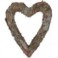 Floristik24 Deco coração aberto casca de pinheiro decoração de outono decoração de sepultura 30×24cm