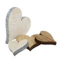 Floristik24 Mistura de corações feita de madeira cinza, natural 2,5cm - 5cm 46pcs