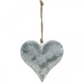 Floristik24 Corações para pendurar, decoração de metal com relevo, Dia dos Namorados, decoração de primavera prata, branco H13cm 4pcs