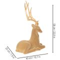 Estatueta decorativa de um veado reclinado com chifres, decoração aveludada, 58 cm | Floristik24.pt