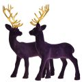 Floristik24 Deer Deco Reindeer Violet Gold Bezerro Flocado 20 cm Conjunto de 2