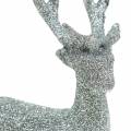 Floristik24 Figura Deco cervo prata glitter 9cm x 16cm