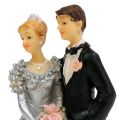Floristik24 Casal de noivos para casamento de prata 14cm