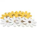 Floristik24 Flores de madeira para pendurar, decoração de primavera, flores de madeira amarela e branca, flores de verão 8pcs