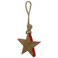 Floristik24 Estrela de madeira vermelha, natural 10cm para pendurar 1pce