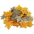 Floristik24 Decoração de dispersão outono, folhas de bordo, folhas de outono douradas, laranja, amarelas 4cm 72p