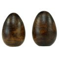 Floristik24 Ovos de madeira madeira de manga marrom Ovos de Páscoa feitos de madeira Alt.9,5–10 cm 2 unidades