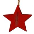 Floristik24 Estrela de cabide de madeira, coração, árvore de Natal vermelha 6 unidades