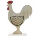 Floristik24 Galo de madeira com cesto, decoração de Páscoa, figura de madeira para plantar, decoração de primavera, frango decorativo