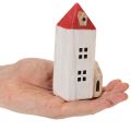 Conjunto de casinhas decorativas de madeira, vermelhas e brancas, decoração de inverno com várias peças, 13 cm, 6 peças | Floristik24.pt