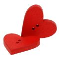 Floristik24 Botões de coração de madeira 2,5 cm vermelho 48 unidades